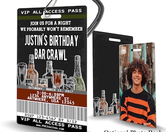 Bar Crawl Birthday Invitation PLASTIC Bar Crawl Birthday, Bar Crawl Birthday Invitation, Birthday Invite, Bar Crawl Birthday, Bar Crawl