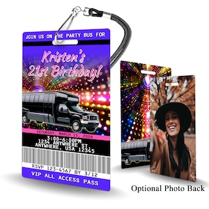 Party Bus Birthday Invitation PLASTIC Party Bus Birthday, Party Bus Birthday Invitation, Birthday Invite, Party Bus Birthday, Party Bus