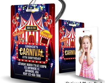 Circus Carnival Birthday Invitation PLASTIC Circus Carnival Birthday, Circus Carnival Birthday Invitation, Birthday Invite, Circus Carnival