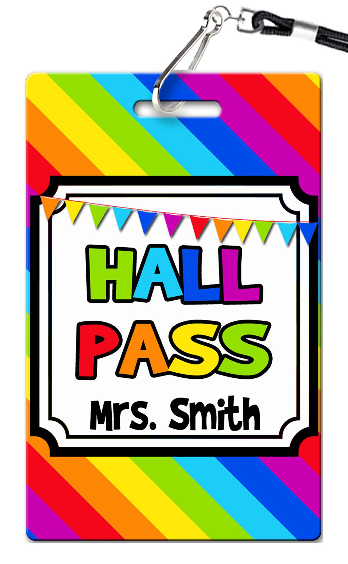 Rainbow Theme Classroom Hall Passes for Teachers, Personalized, Set of ...
