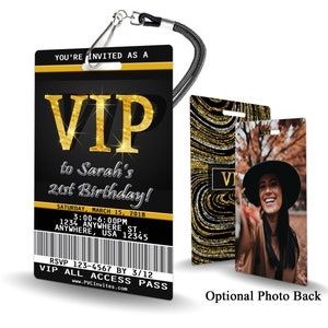 VIP Pass Birthday Invitation PLASTIC Vip Pass Birthday, Vip Pass Birthday Invitation, Birthday Invite, Vip Pass Birthday, V.I.P. Pass