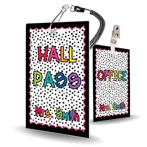 Borders are Fun Theme Classroom Hall Passes for Teachers, 5 Personalized Passes - Made of Durable PVC Plastic