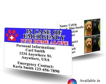 Pet Emergency Alert Contact Card - pet alert, medical alert, pet emergency identification, emergency contact card,