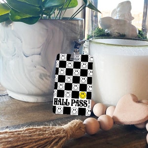 Checkerboard Smiley Theme Classroom Hall Passes for Teachers ...