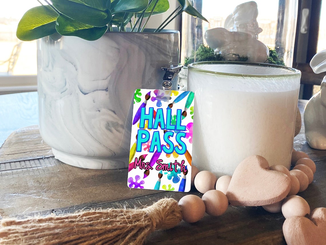 Paint Theme Classroom Hall Passes for Teachers, Personalized, Hall Pass ...