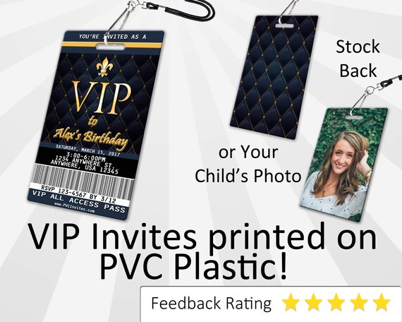 Vip Pass Birthday Invitation Plastic Vip Pass Birthday Vip Etsy