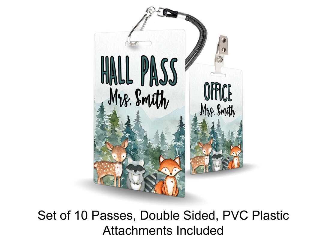 Fox and Friends Theme Classroom Hall Passes for Teachers, Personalized ...