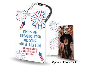 Fourth of July Fireworks Invitation PLASTIC Fourth of July Fireworks, Fourth of July Fireworks Invitation, Invite, Fourth of July Fireworks