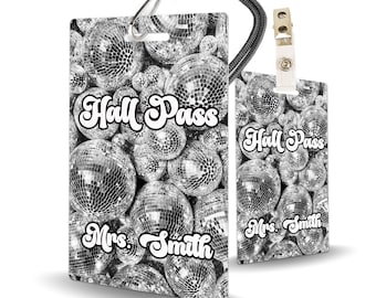 Disco Party Theme Classroom Hall Passes for Teachers, Personalized, Set of 10