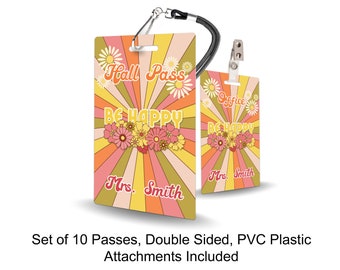 Pass per aule a tema Be Happy per insegnanti, personalizzati, set da 10