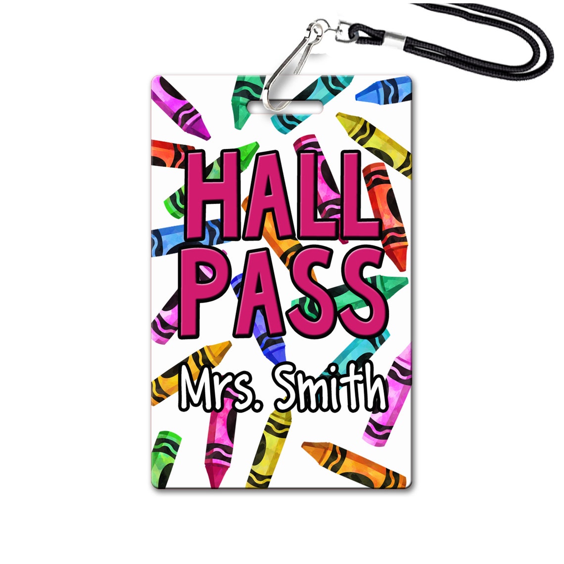 Crayons Theme Classroom Hall Passes for Teachers, Personalized, Hall ...