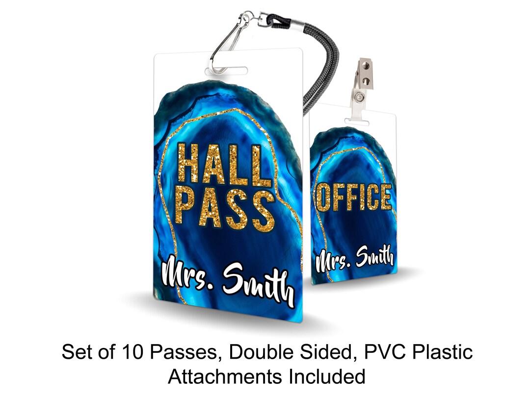 Geode Theme Classroom Hall Passes for Teachers, Personalized, Hall Pass ...