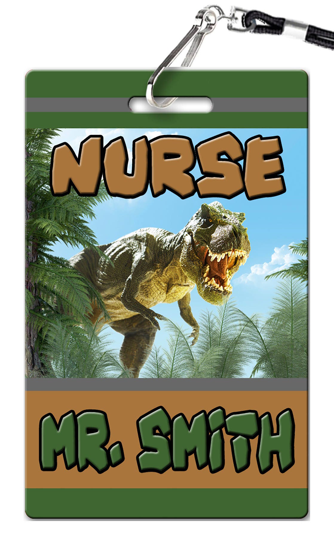 School Teacher Hall Pass Dinosaur Roarsome Badge