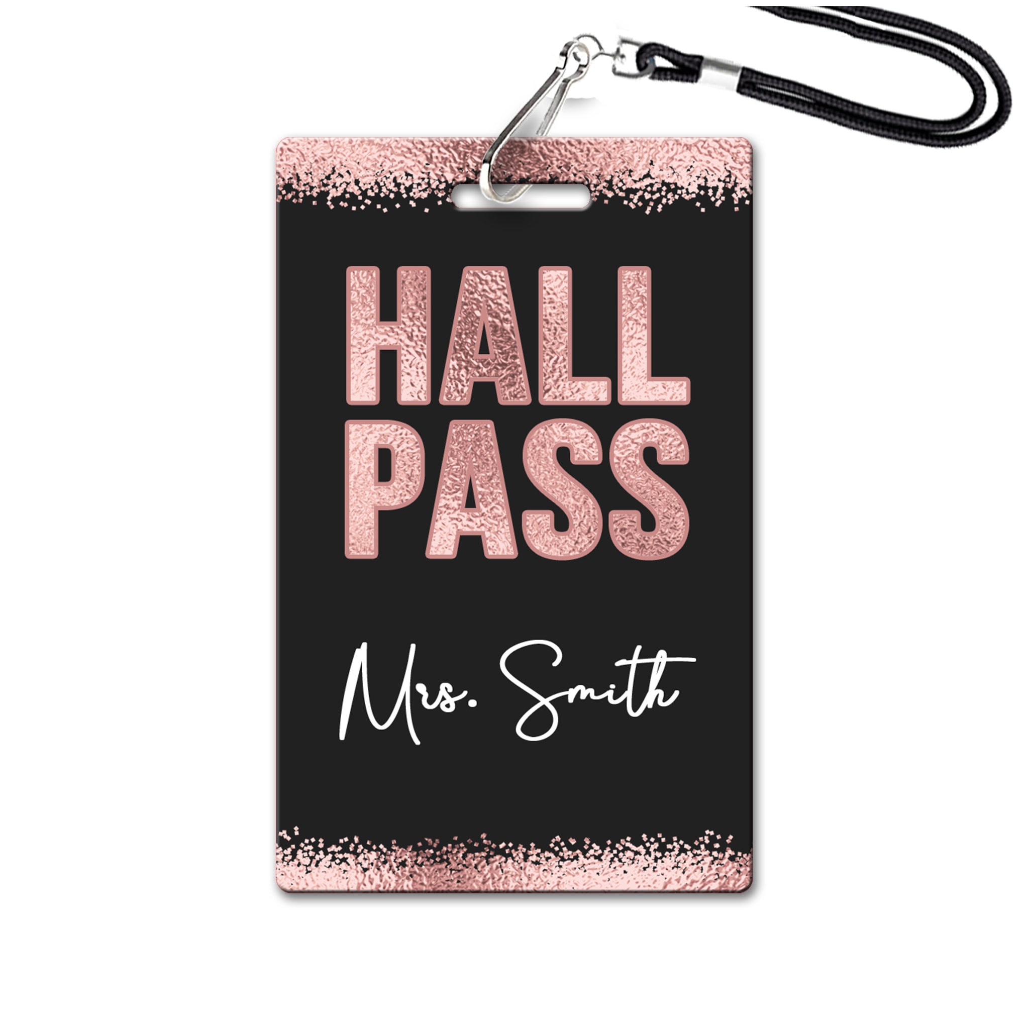 Rose Gold Theme Classroom Hall Passes for Teachers, Personalized, Hall ...