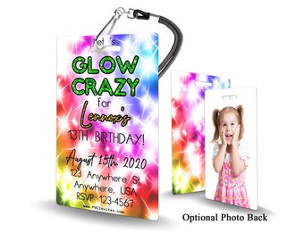 Glow Party Invitation Neon Glow in the Dark Party Girls Birthday Invitation