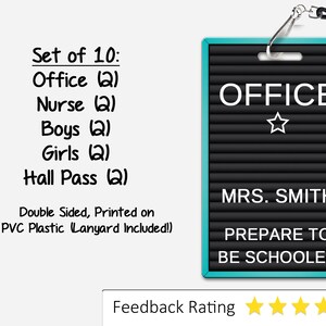 Letterboard Theme Classroom Hall Passes for Teachers, Personalized, Set ...