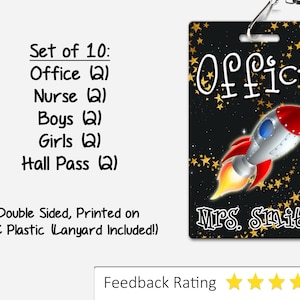 Outer Space Theme Classroom Hall Passes for Teachers, Personalized, Hall Pass Set of 10