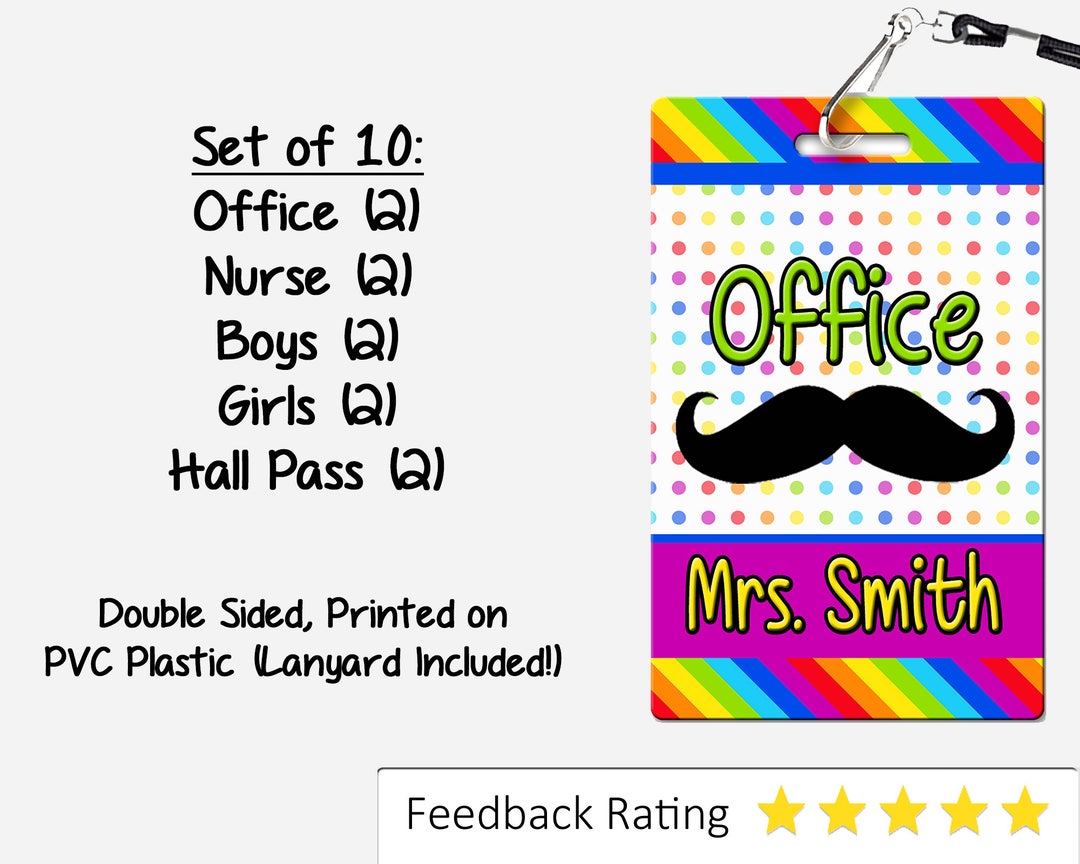 Mustache Theme Classroom Hall Passes for Teachers - Etsy