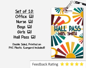 Retro Rainbow Theme Classroom Hall Passes for Teachers - Etsy