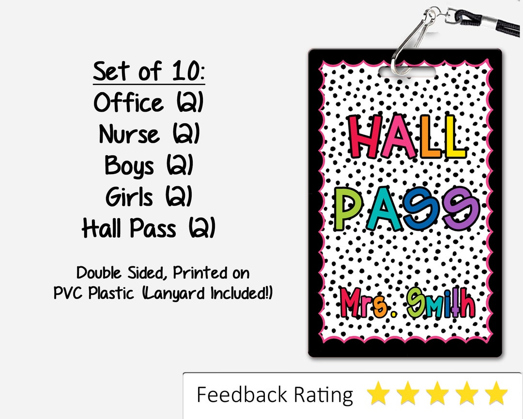 Borders Are Fun Theme Classroom Hall Passes for Teachers, Personalized ...