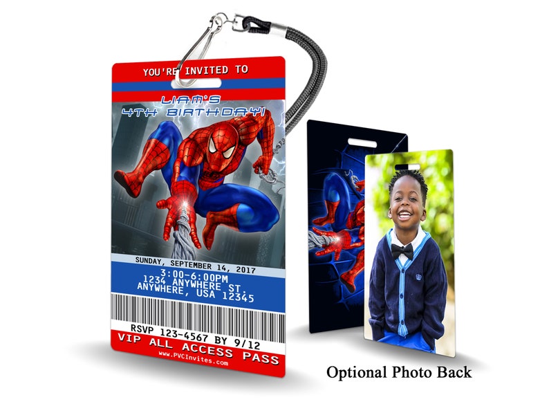 Spiderman Invitation PLASTIC Spiderman, Spiderman Invitation, Birthday Invitation, Birthday Invite, Spiderman Birthday Invitation