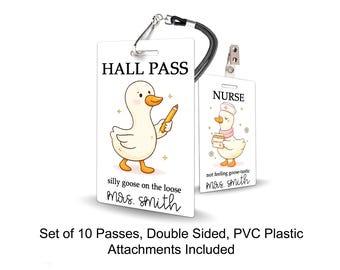 Goose Theme Classroom Hall Passes for Teachers, Personalized, Set of 10