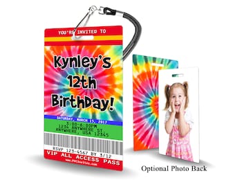 Tie Dye Birthday Invitation PLASTIC Tie Dye Birthday, Tie Dye Birthday Invitation, Birthday Invite, Tie Dye Birthday, Tie Dye