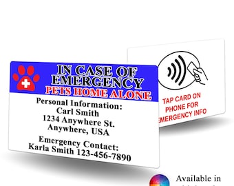 NFC Alert Pet Contact Card -  Pet alert, Pet identification, emergency contact card,