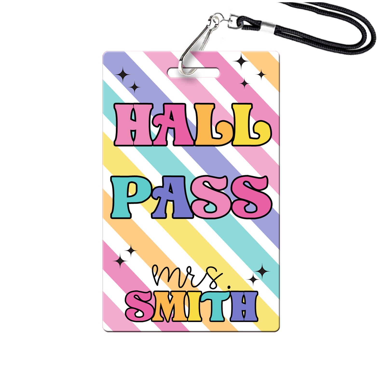 Retro Brights Theme Classroom Hall Passes for Teachers, Personalized ...