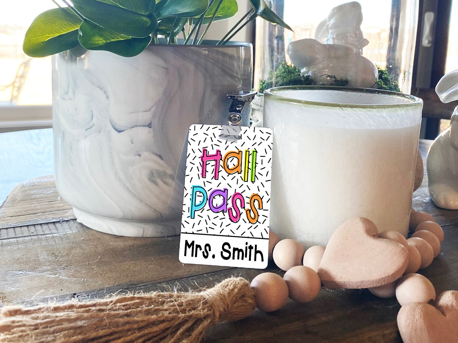 Confetti Brights Theme Classroom Hall Passes for Teachers, Personalized ...