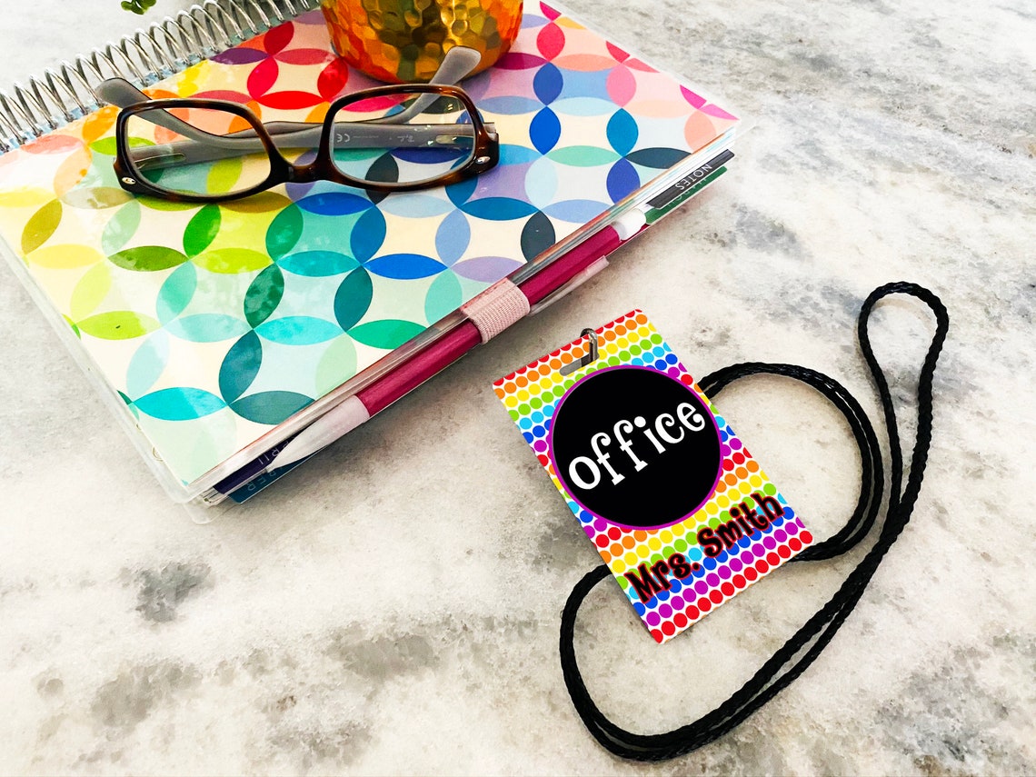 Rainbow Dots Theme Classroom Hall Passes for Teachers, Personalized ...
