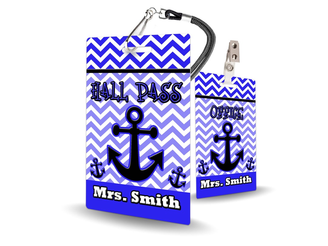 Anchor Theme Classroom Hall Passes for Teachers, Personalized, Hall ...