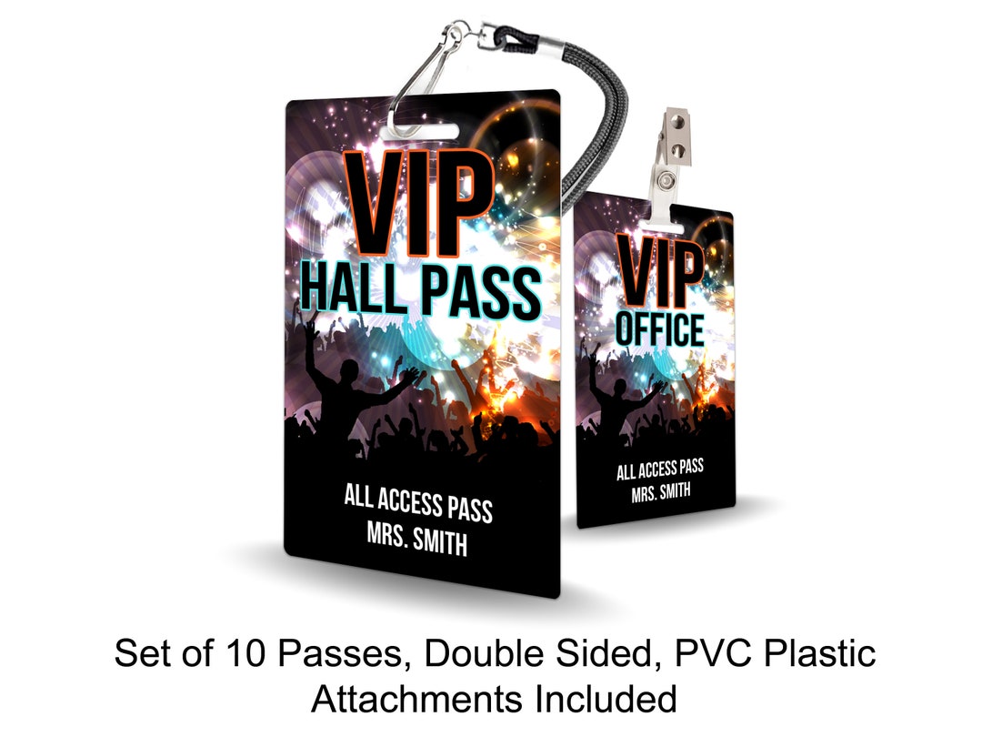 VIP Theme Classroom Hall Passes for Teachers, Personalized, Hall Pass ...