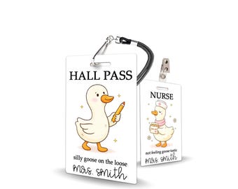 Goose Theme Classroom Hall Passes for Teachers, Personalized - Made of Durable PVC Plastic