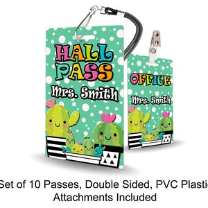 Laissez-passer d'entrée pour les enseignants sur le thème des cactus, personnalisés, lot de 10 laissez-passer