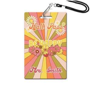 Be Happy Theme Classroom Hall Passes for Teachers, Personalized, Set of 10 image 4