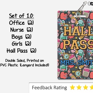 Schulbedarf Thema Klassenzimmer Hall Passes für Lehrer, personalisiert, 10er-Set