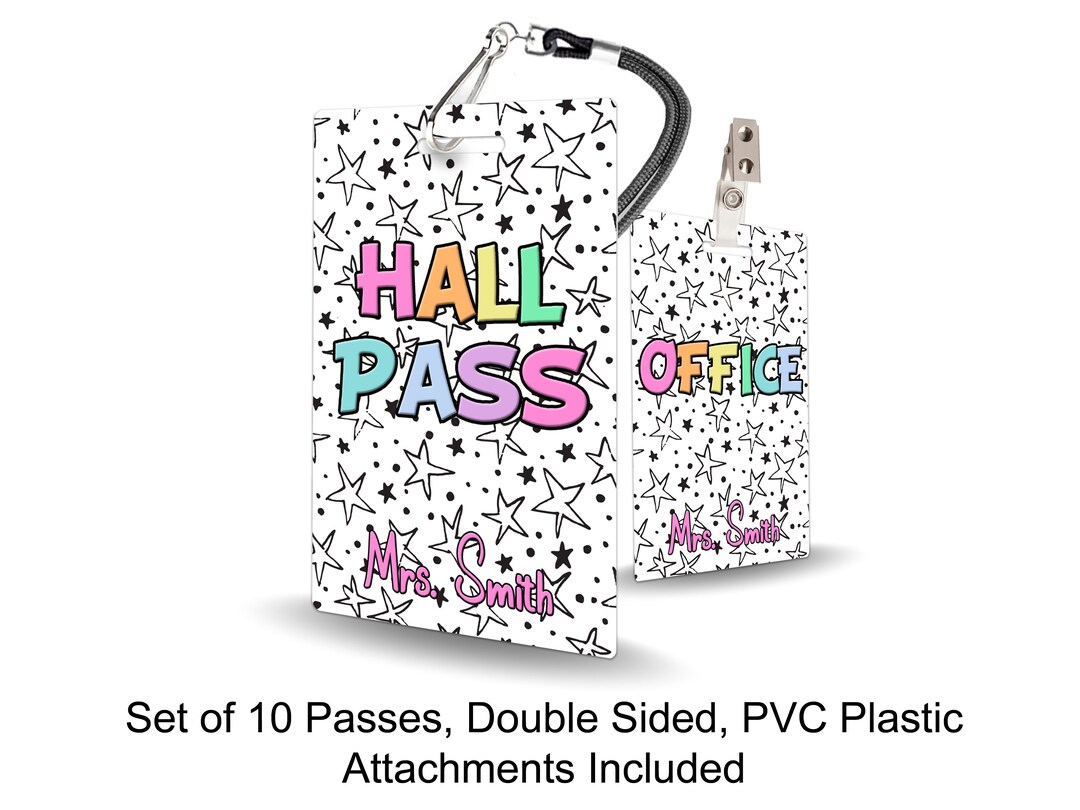 Stars Rainbow Theme Classroom Hall Passes for Teachers, Personalized ...