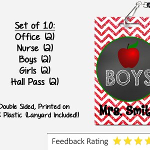 Apple Theme Classroom Hall Passes for Teachers, Personalized, Hall Pass ...