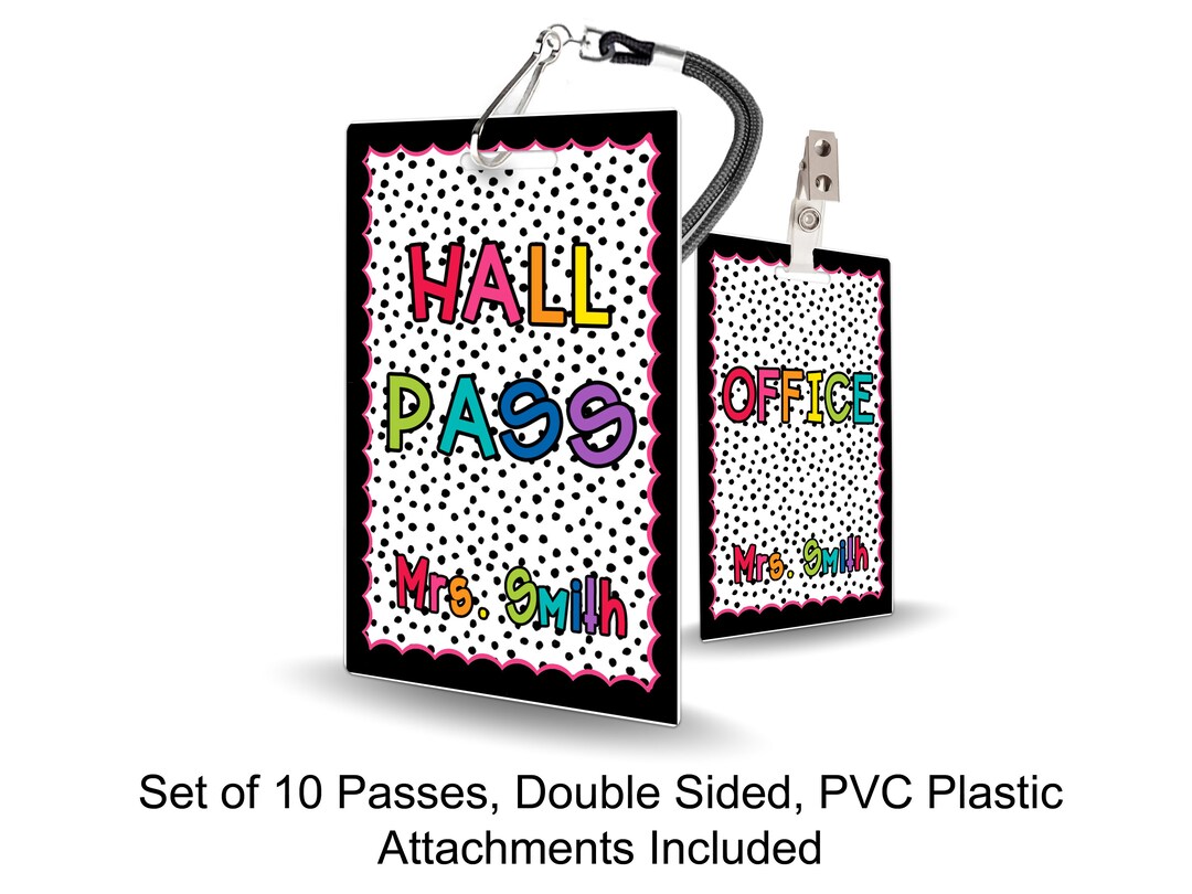Borders Are Fun Theme Classroom Hall Passes for Teachers, Personalized ...