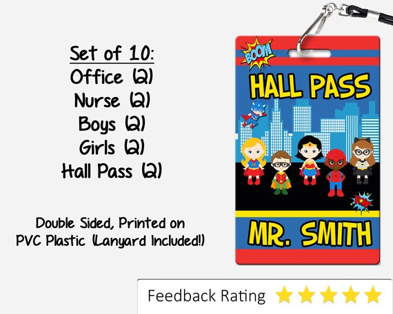 Superhero Theme Classroom Hall Passes For Teachers Etsy