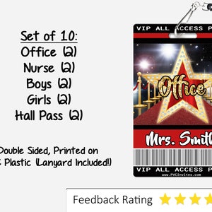Red Carpet Theme Classroom Hall Passes for Teachers, Personalized, Set ...