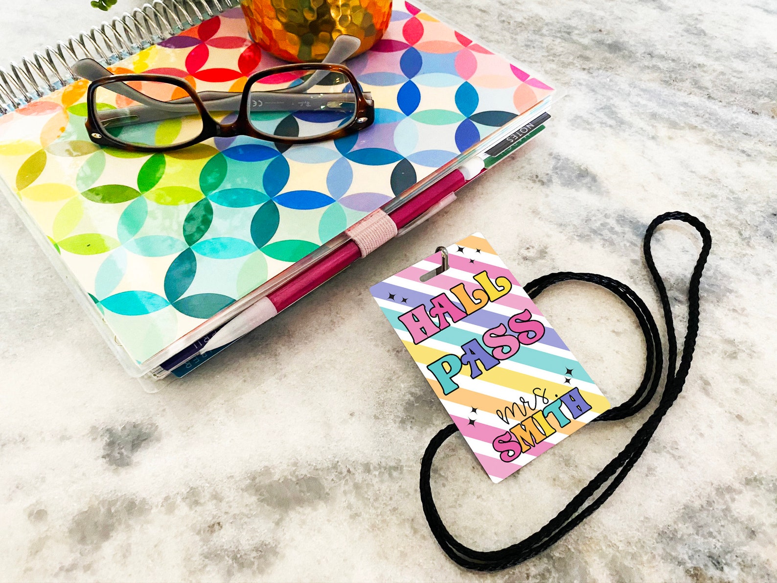 Retro Brights Theme Classroom Hall Passes for Teachers, Personalized ...