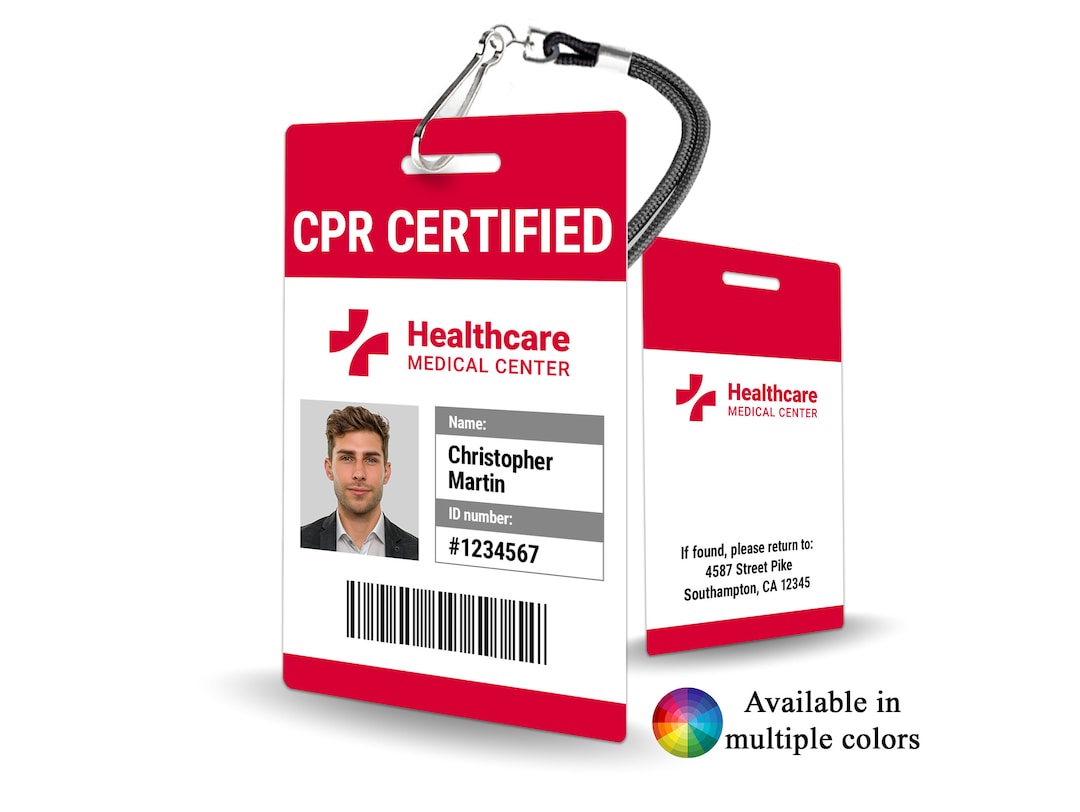 CPR Certified Healthcare ID Badge - Custom Badge, Healthcare Id, CPR ...