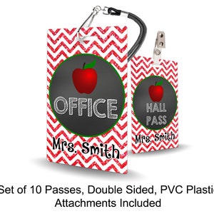 Apple Theme Classroom Hall Passes for Teachers, Personalized, Hall Pass ...