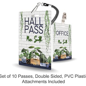 Plants Theme Classroom Hall Passes for Teachers, Personalized, Set of ...