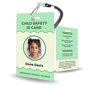 Child ID Badge - Safety for Kids, Personalized Identification