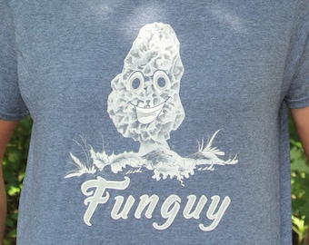 Funguy Shirt Design with a Morel Mushroom