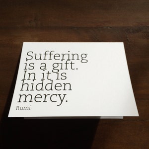 Printable Rumi Suffering is a Gift Inspirational Quote Card Digital File INSTANT DOWNLOAD image 2