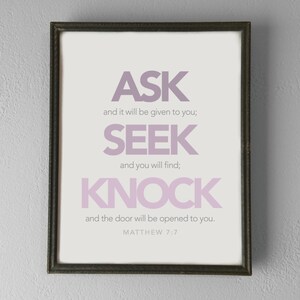 Printable | Matthew 7:7 | The Door Will be Opened | Inspirational Quote Poster | INSTANT DOWNLOAD